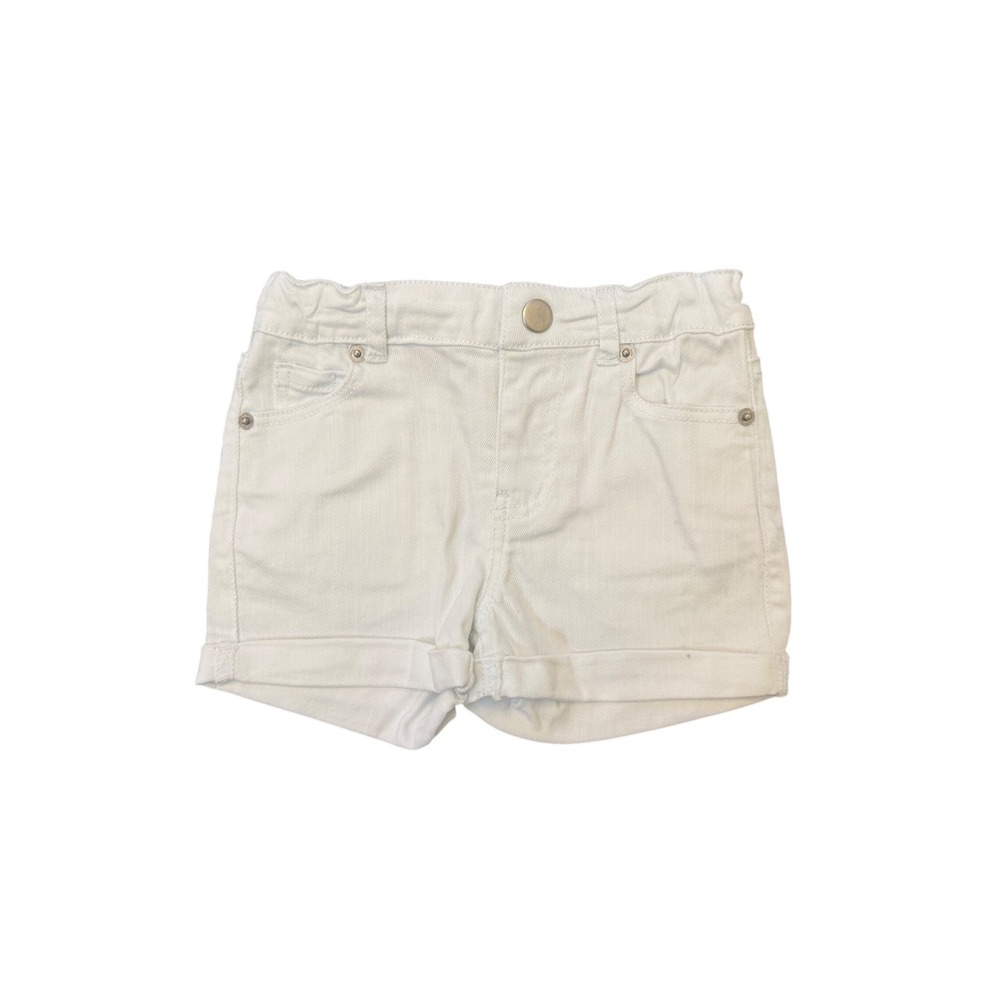 Copper Key Girls White Denim Shorts Size 4‎ Adjustable Waist Cuffed